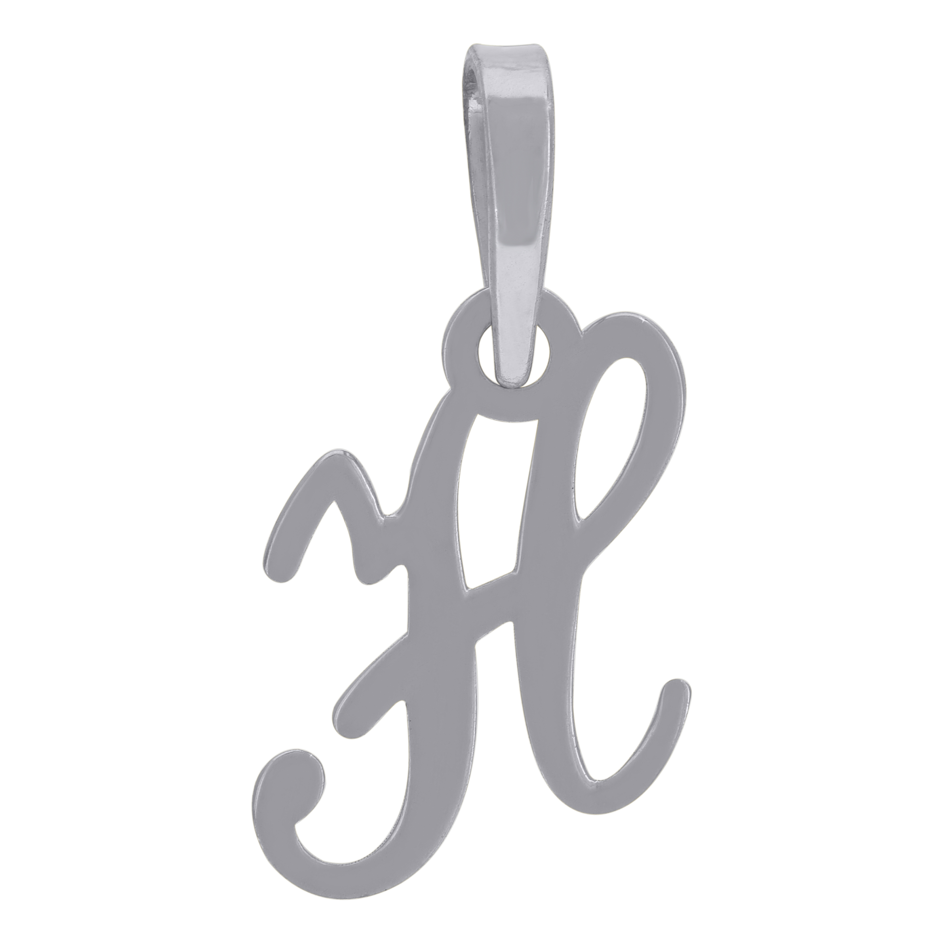 925 Sterling Silver Unisex Cursive Initial Alphabet H Charm Pendant